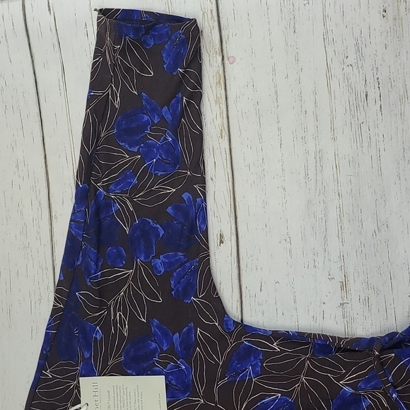 NWT Garnet Hill Blue Brown Patterned Midi Tie Waist Dress Size Small - Picture 9 of 11